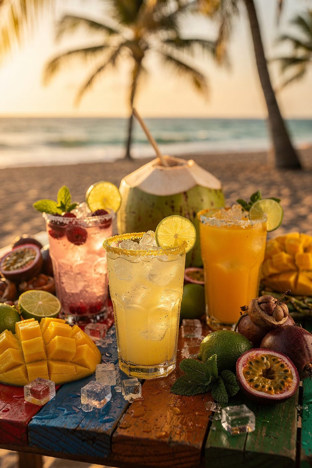 Sucos e refrescos de frutas tropicais